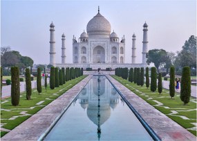 Obraz na szkle - Taj Mahal o wschodzie słońca (70x50 cm)