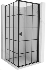 Mexen Mist-B kabina prysznicowa uchylna prawa 70 x 70 cm, czarna kratka, czarna - 8A2T-070-070-70-77-P