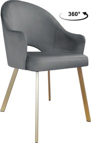 Krzesło Velvet tkanina Welur noga metalowa : Kolor nogi - Złota profil, Kolor tkaniny - VELVET - BL14, Typ siedziska - Siedzisko obrotowe 360°