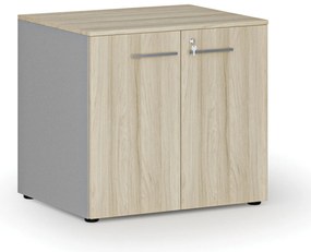Szafa biurowa z drzwiami PRIMO GRAY, 800 x 640 x 735 mm, szary/dąb naturalny
