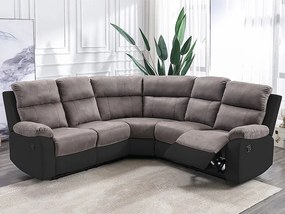 Kanapa narożna z funkcją relax szaro-czarna z mikrofibry i ekoskóry TOLZANO