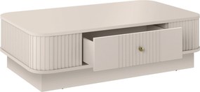 Stolik kawowy Vesper 103x60 cm z szufladą na cokole - kaszmir / złoty uchwyt