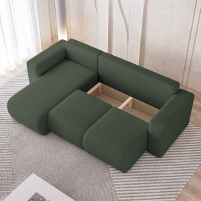 Masseno Narożnik RINOVA z funkcją spania i pojemnikiem na pościel Narozniki L, Rozkładana sofa - Zielony, QUELLE 37