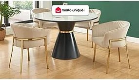 Zestaw 2 krzeseł z podłokietnikami z weluru i pozłacanego metalu - Beżowy - ZAOVA marki Pascal Morabito