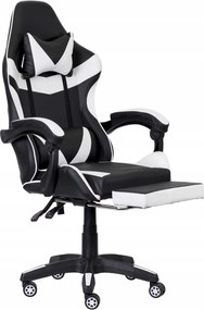 Fotel gamingowy z podnóżkiem Raxor, kolor czarno-biały