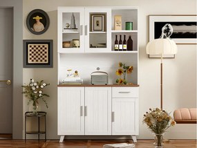 Witryna H 190 cm - 5 drzwi 1 szuflada 3 przegrody - panele wiórowe - Biały