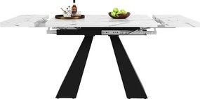 Stół jadalny składany 99-159 x 74 cm - 6 do 8 osób - z MDF - Biały + Czarny