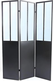 Industrialny parawan lustrzany COVENTRY - Metal - Wys. 180 x Szer. 122 cm - Kolor czarny