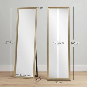HOMCOM Lustro Całościowe, elastyczne miejsce, 160 x 50 cm, kolor złoty
