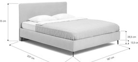 Beżowe tapicerowane łóżko dwuosobowe ze stelażem 180x200 cm Noira Slim – Bonami Selection