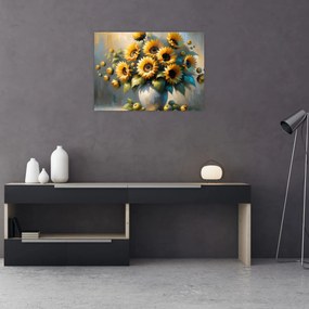 Obraz – Wazon ze słonecznikami (70x50 cm)