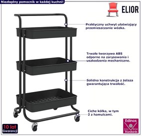 Wózek Kuchenny Czarny Na Kółkach T7-D63