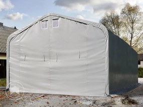 TOOLPORT 6x12m Namiot garażowy - 4 m wysokość ścian bocznych z 4,1x4m brama, PRIMEtex 2300, szary, ze statyką (podłoże betonowe) - (99449)