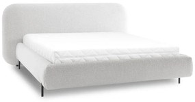 Beżowe tapicerowane łóżko dwuosobowe ze schowkiem ze stelażem 160x200 cm Pointt – ELTAP