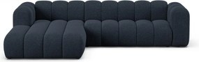 Ciemnoniebieski narożnik z tkaniny szenilowej (lewostronny/z szezlongiem) Lupine – Micadoni
