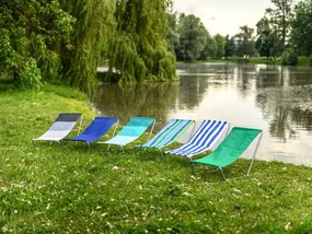 Zestaw 2 składanych leżaków plażowych SAND, szare paski