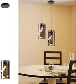 Lampa wisząca LED Nettlife Vintage do jadalni – 1 lampa, 8 W, szklana lampa wisząca, styl retro, kolor dymnej szarości, ciepłe białe światło 3000 K