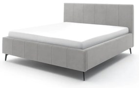 Jasnoszare tapicerowane łóżko dwuosobowe ze schowkiem i stelażem 160x200 cm Lizzano – Meise Möbel