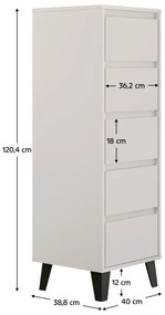 Komoda BOGAN 5S40, kremowa