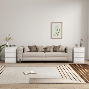 HOMCOM Nocny Stolik, Zestaw 2 Sztuk Stolików Bocznych z 3 Szufladami, Commode Nocna do Sypialni, Salonu, 40 x 30 x 59,5 cm, Biały