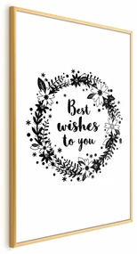 Plakat Best wishes 40x60 cm z ramą złotą z marginesem ARTGEIST B