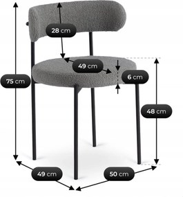Krzesło Tapicerowane do Salonu TULSA Szare Boucle Nowoczesne