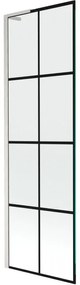 Mexen Next L parawan nawannowy 1-skrzydłowy 60 x 150 cm, czarna kratka, nikiel szczotkowany - 895-060-000-03-77-97