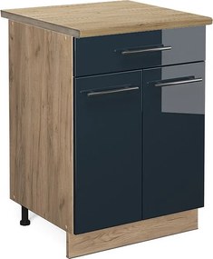 Szafka dolna do kuchni ciemnoniebieski wysoki połysk 60x60x82 fame-line