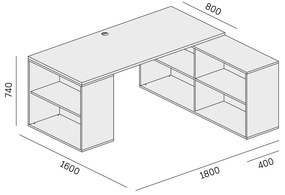 PLAN Zestaw mebli biurowych BLOCK B01, biały/naturalny dąb