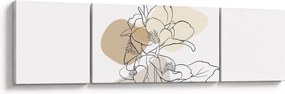 Obraz - Beżowe kwiaty z motylem N⁰1 (170x50 cm)