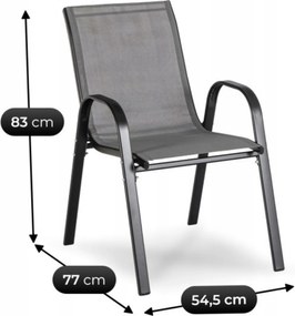 Zestaw Mebli Ogrodowych MINNESOTA Szary Ławka Krzesła Stolik Tarasowy Siatka Nowoczesny