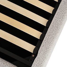 Łóżko Tapicerowane 160x200 cm HAGA ze Stelażem i Pojemnikiem Dwuosobowe Boucle Szare