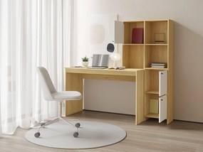 Biurko z 3 szafkami i 3 wnękami - Naturalny i biały - ALIOBINI