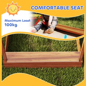 Outsunny Piaskownica z Ochroną Przeciwsłoneczną, Design Domku Zabaw, z Zestawem Zabawkowym, Obrabiane Drewno, 124 x 116 x 146 cm, Pomarańczowa