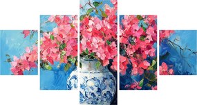 Obraz - Wazon z różowymi kwiatami (125x70 cm)