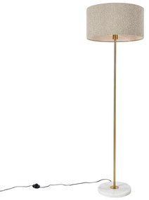 Nowoczesna lampa podłogowa mosiężna z abażurem boucle taupe 50cm - KasoDesignerski Oswietlenie wewnetrzne