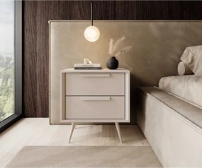 Stolik Nocny VERA 2S Kaszmir – Nowoczesna Szafka Nocna do Sypialni z Cichym Domykiem na Metalowych Nogach Glamour Loft