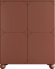 Komoda wysoka Sonatia II 120 cm dwudrzwiowa z dwoma ukrytymi szufladami - burgund