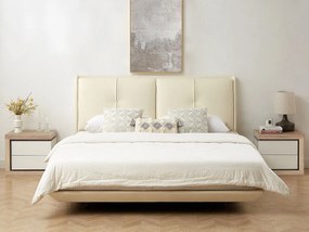 Zestaw 2 szafek nocnych z 2 szufladami - Z oświetleniem LED - Biały lakierowany i naturalny - FLARANCIA