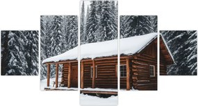 Obraz - Pokryta śniegiem chata (125x70 cm)