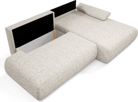 Masseno Narożnik DELTA z funkcją spania i pojemnikiem na pościel Narozniki L, Rozkładana sofa - Beżowy, PUENTE 06