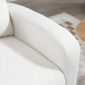 HOMCOM Nowoczesny Fotel z Podłokietnikami, Pikowany Fotel z Nogami z Drewna Kauczukowego, Poduszką Lędźwiową, do Salonu, Sypialni, Biura, Biały