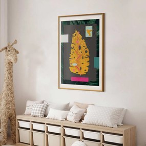 Plakat złotą liść 40x60 cm z ramą złotą z marginesem ARTGEIST B