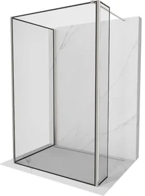 Mexen Kioto ścianka prysznicowa Walk-in 100 x 80 x 30 cm, czarny wzór, nikiel szczotkowany - 800-100-080-221-97-70-030