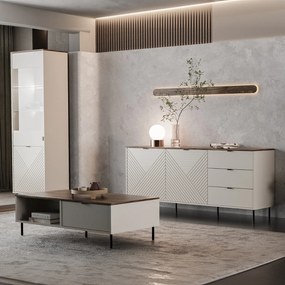 Ława do Salonu z Szufladami BLUSH 110 cm Kaszmir/ Dąb castello Nowoczesna