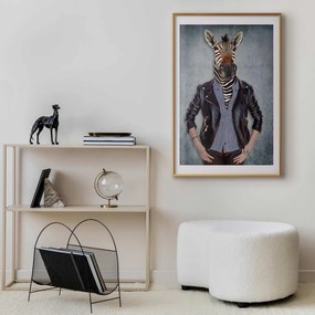 Plakat Zebra Ewa 21x30 cm z ramą złotą z marginesem ARTGEIST B