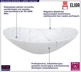 Biała marmurkowa umywalka nablatowa - Serfes