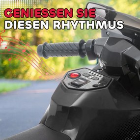 AIYAPLAY elektryczny motocykl dla dzieci, klakson, reflektory, funkcja muzyczna, 2,5 km/h, czarny