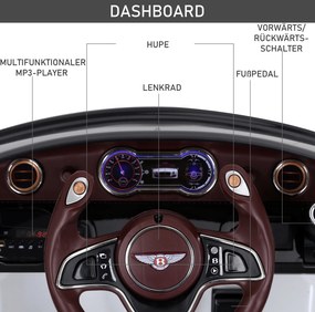 Homcom® samochód dla dzieci auto elektryczne bentley z pilotem biały