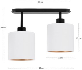 Lampa sufitowa czarna dwupunktowy spot z białymi abażurami C-3306SC-WE